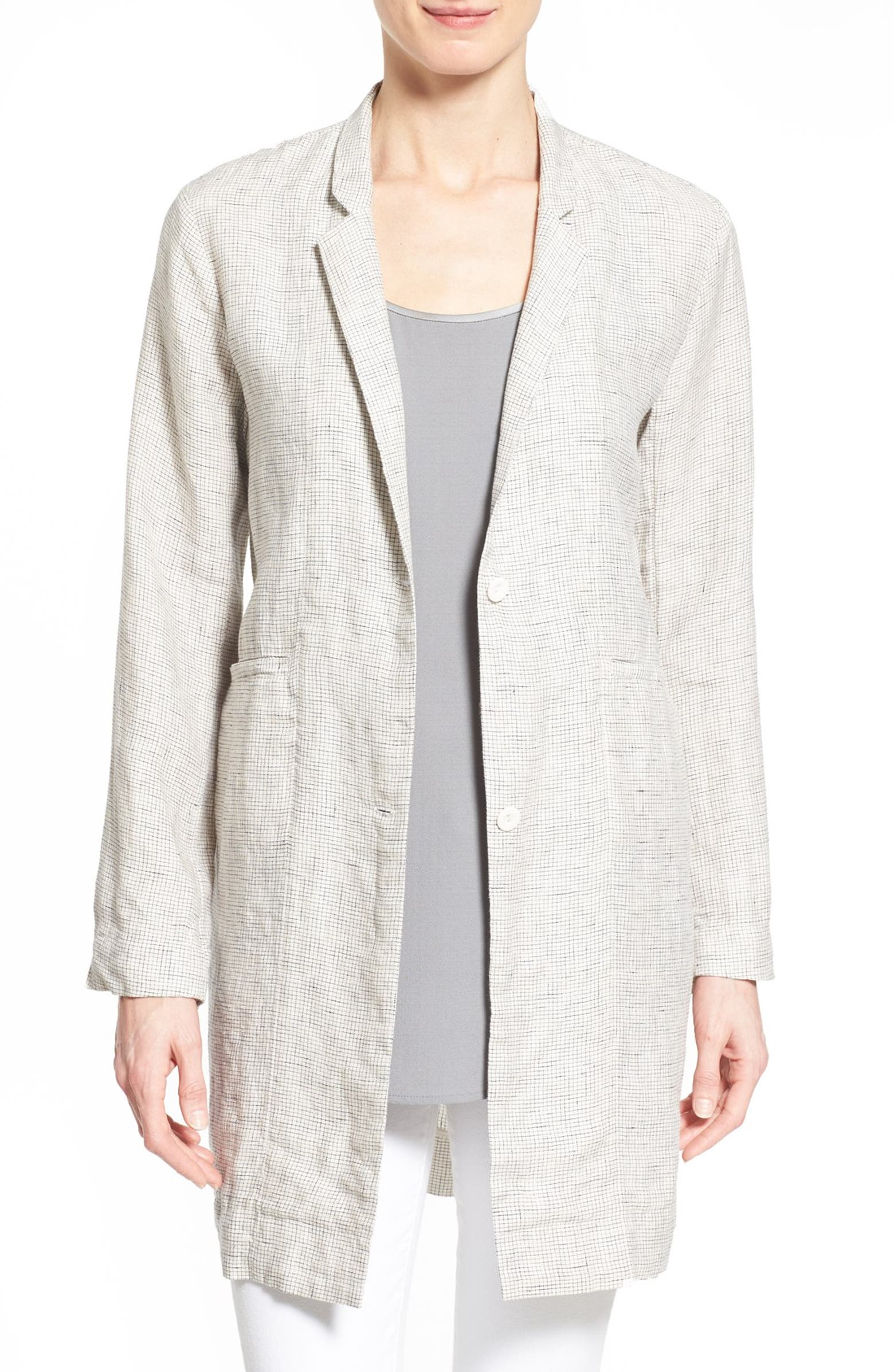 Eileen Fisher Notch Collar Long Jacket (Regular & Petite) | Nordstrom