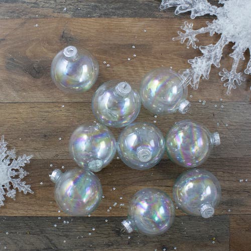 Northlight Iridescent Christmas Glass Ball Ornaments In Clear