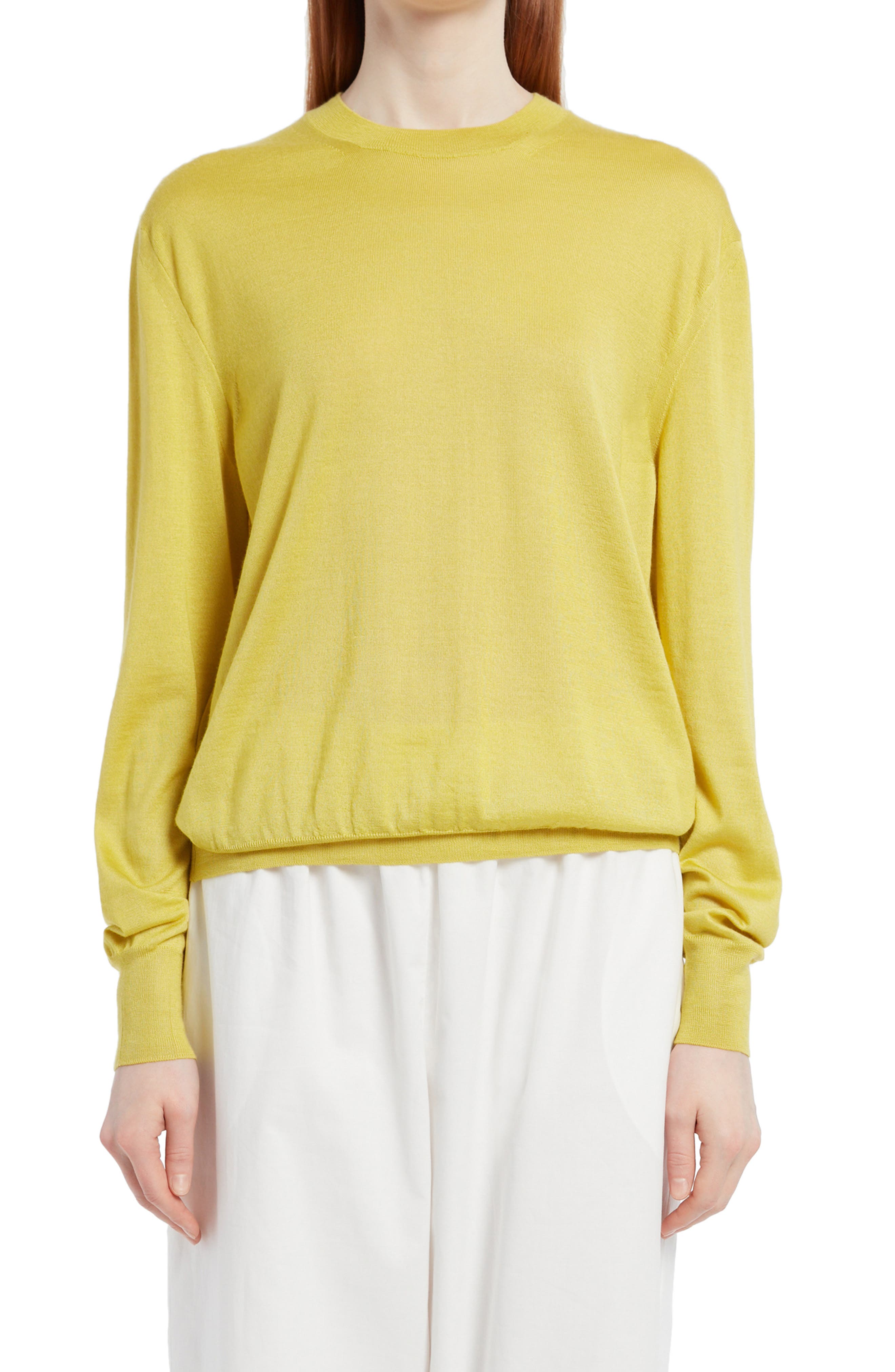 Nordstrom Women Clothing Sweaters Sweatshirts Islington Crewneck Cashmere & Silk Sweater in Chartreuse Yellow at Nordstrom 