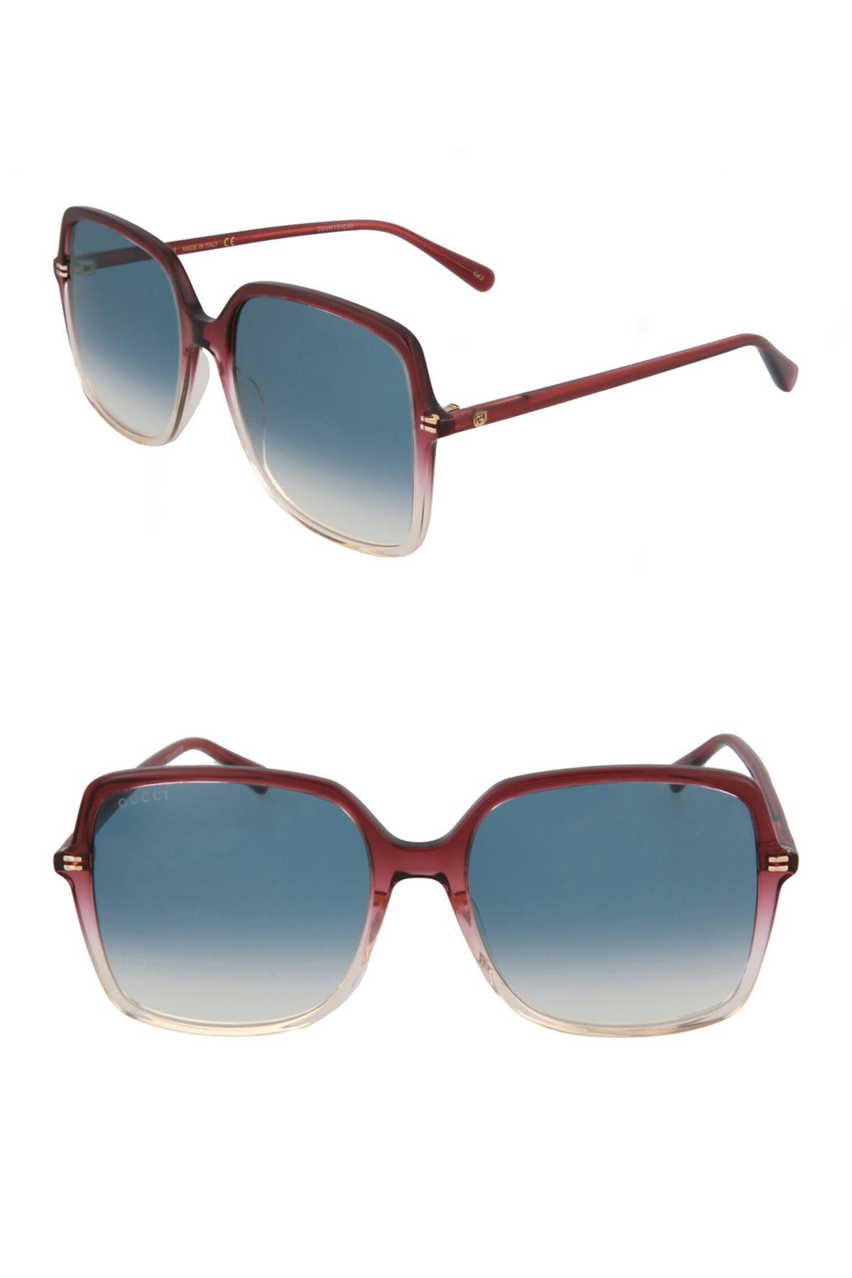 Gucci 57mm Core Square Sunglasses In Red Burgundy Blue