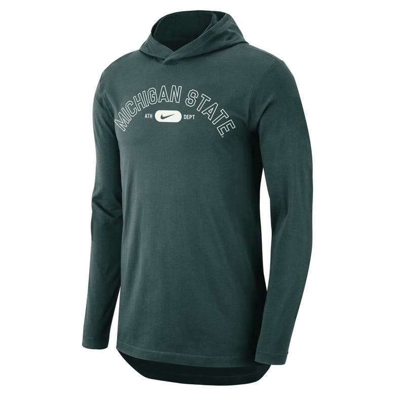 Shop Nike Green Michigan State Spartans Campus Performance Tri-blend Long Sleeve Hoodie T-shirt