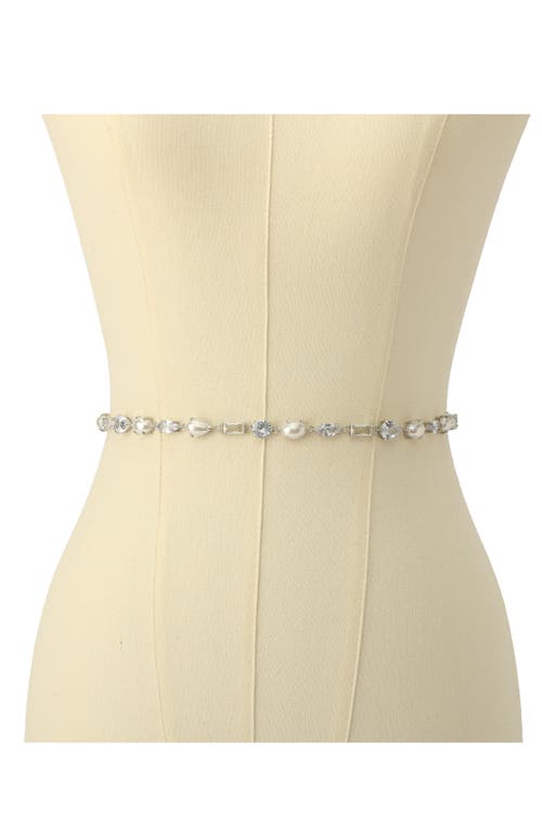 Shop Kate Spade New York Imitation Pearl Bridal Belt In Cream/silver