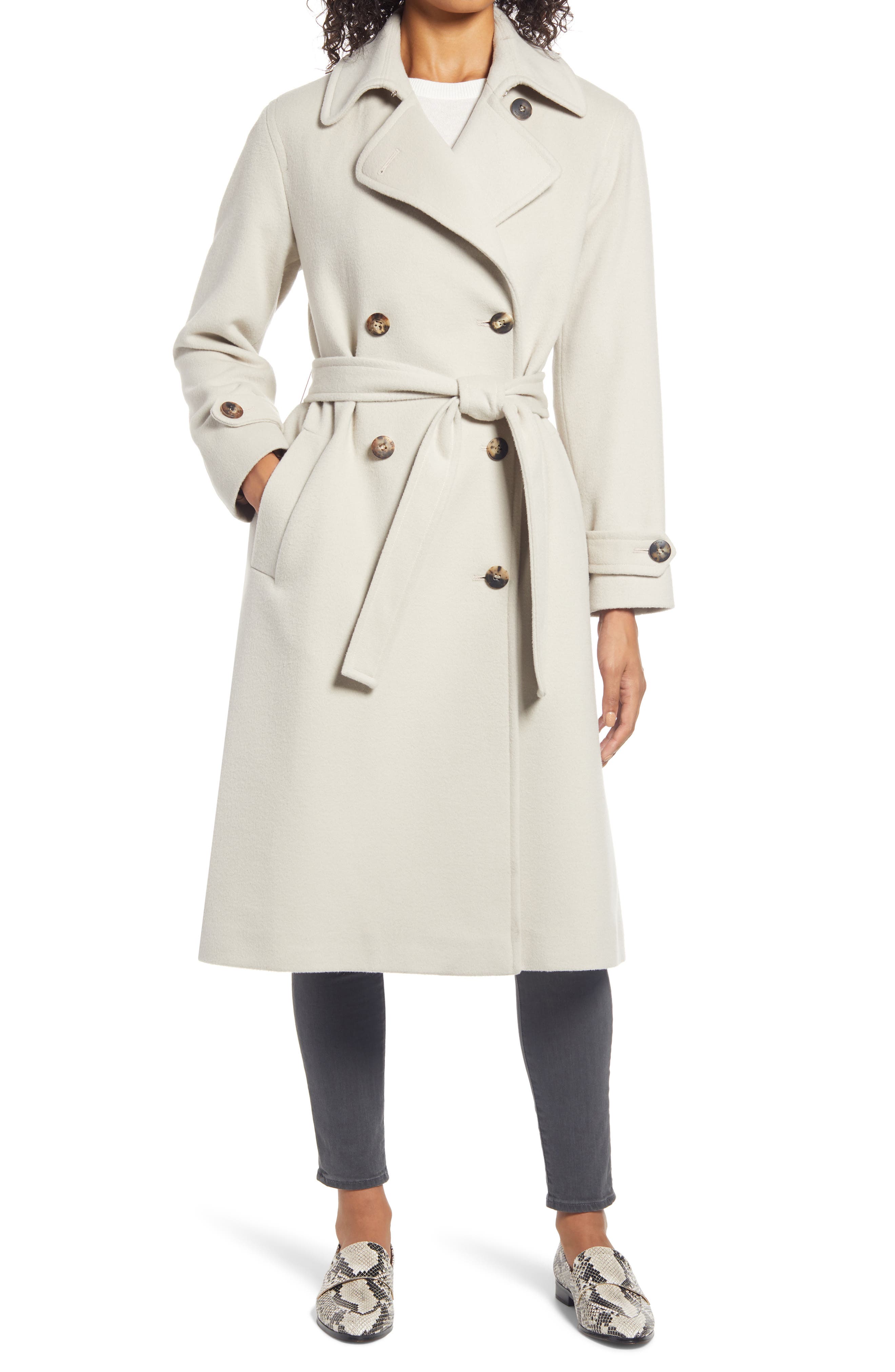 FLEURETTE WOOL DOUBLE BREASTED TRENCH COAT,619602247852