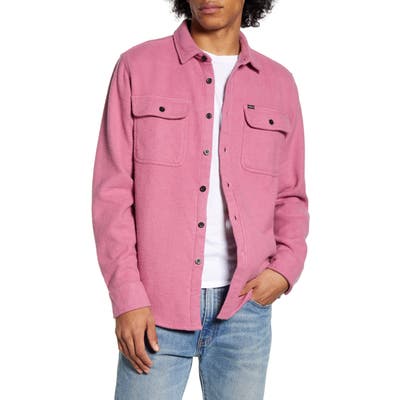 Obey Outpost Button-Up Chunky Flannel Shirt, Pink
