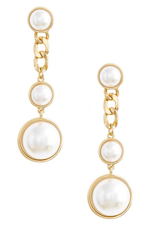 Ettika Imitation Pearl Drop Earrings in Gold at Nordstrom