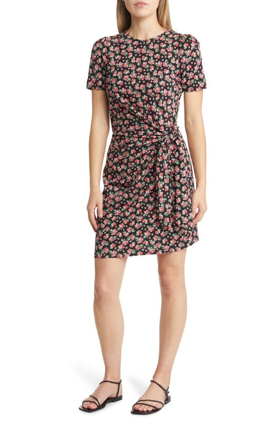 Boden Knotted Cotton Blend Jersey Dress In Black Diamond Rose