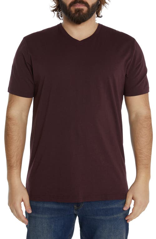 Johnny Bigg Essential V-Neck Cotton T-Shirt in Burgundy