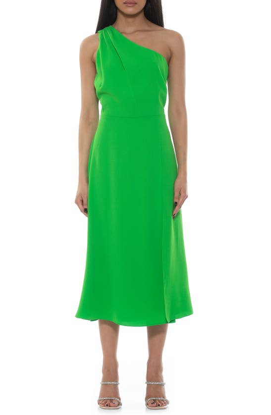 Alexia Admor Women's Fay One Shoulder Midi Fit And Flare Dress In Bright Green