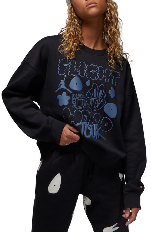 Jordan Brooklyn Puff Print Graphic Fleece Sweatshirt in Black/French Blue