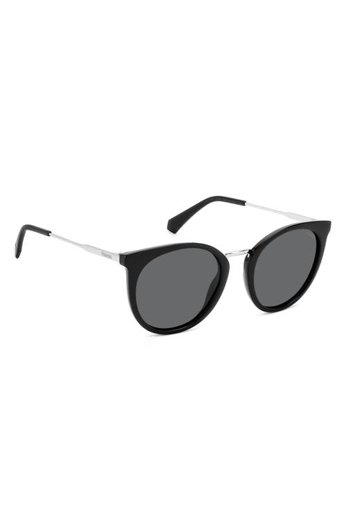 Shop Polaroid 53mm Polarized Round Sunglasses In Black/gray Polar