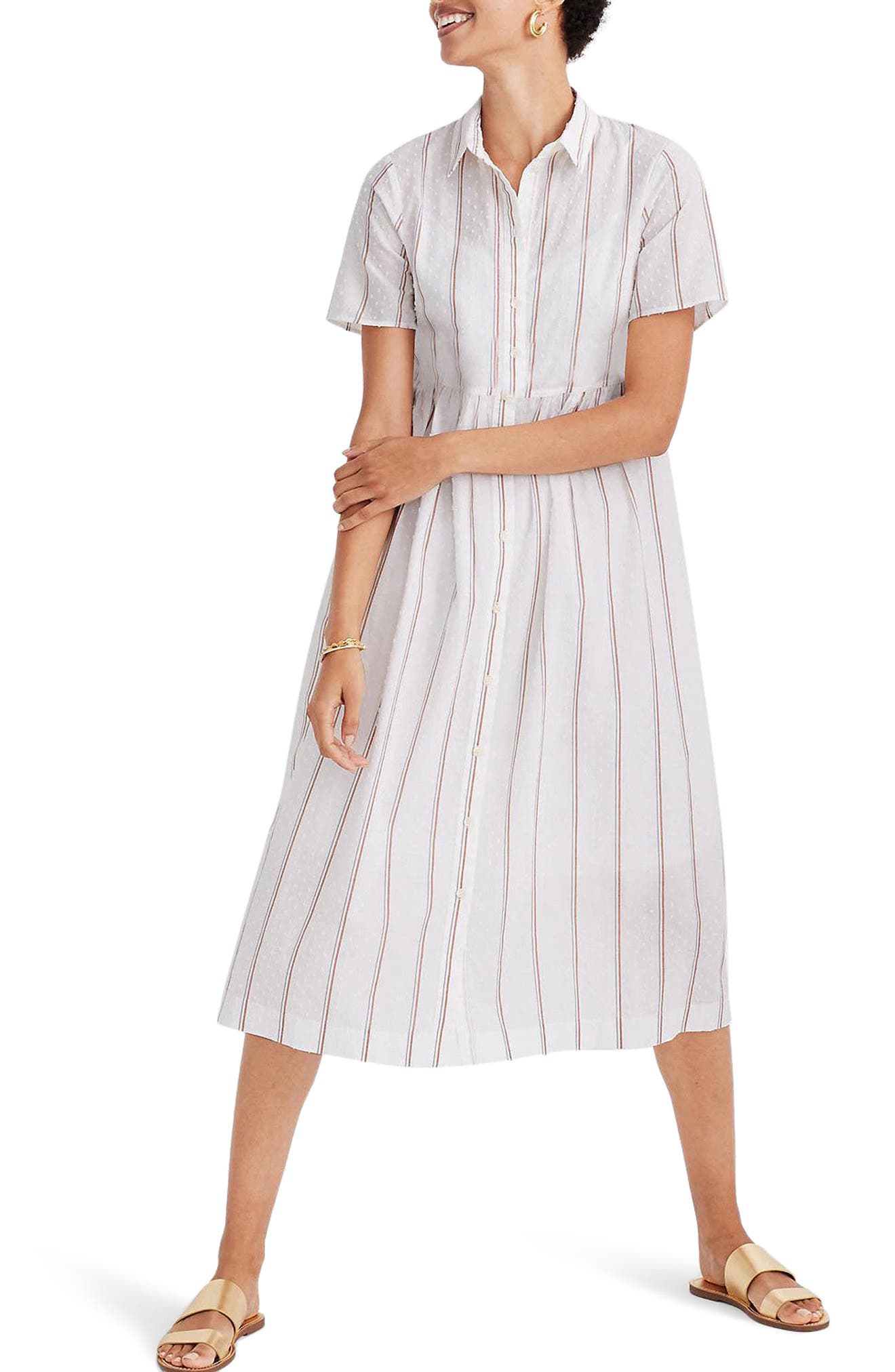 stripe midi shirt dress