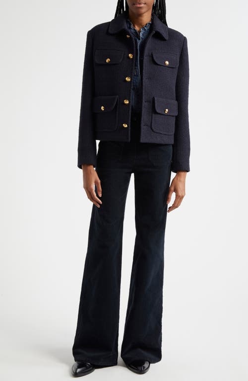 Shop Nili Lotan Florence Corduroy Flare Leg Pants In Midnight