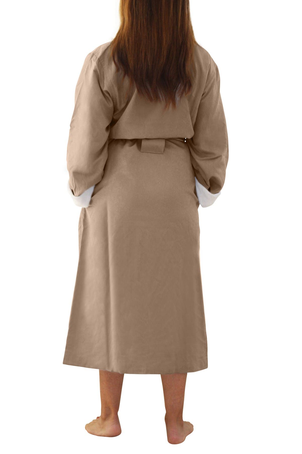 H2 Home Collection Luxury Microfiber Spa Robe In Taupe