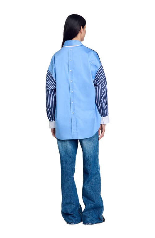 Shop Sandro Striped Shirt In Marine/blanc