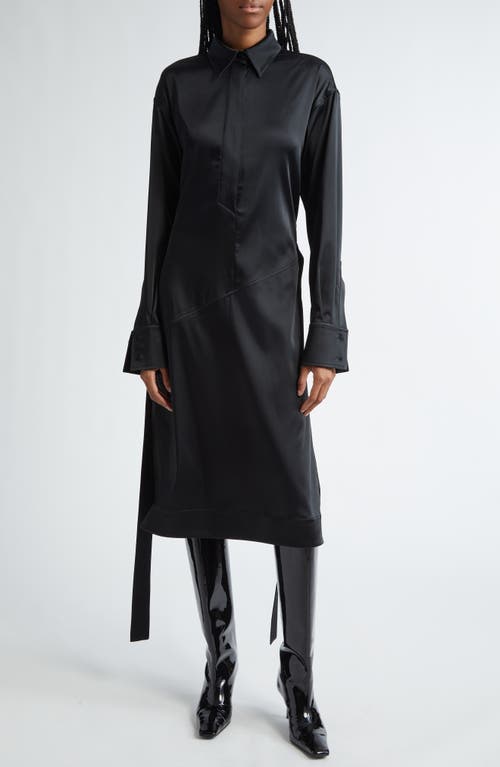 PROENZA SCHOULER PROENZA SCHOULER ANDY BELTED LONG SLEEVE SATIN SHIRTDRESS