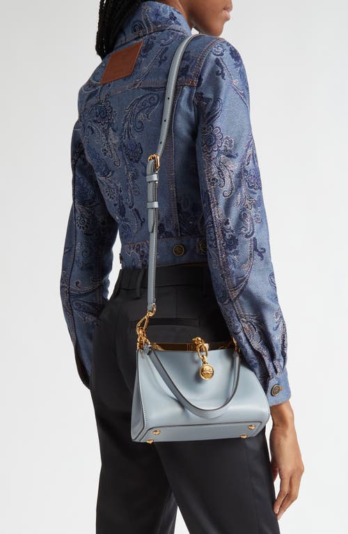 Shop Etro Small Vela Leather Shoulder Bag In Celeste