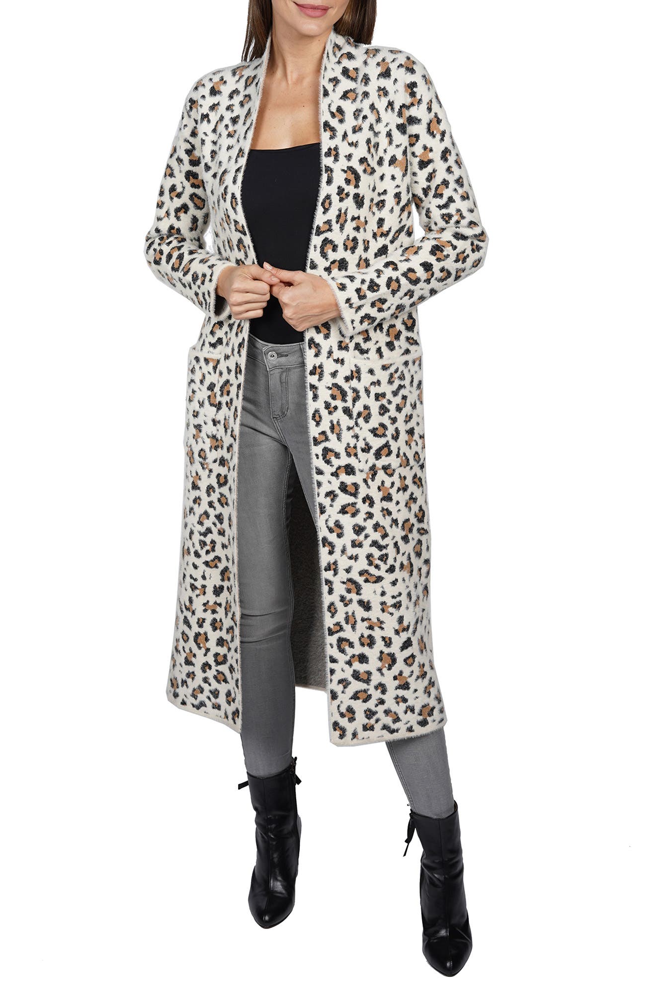 leopard print duster sweater