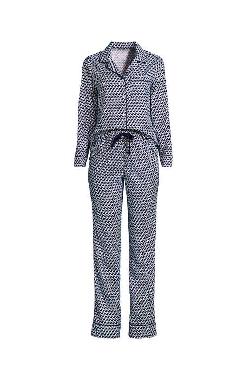 Shop Lands' End Drapey Flannel 2 Piece Pajama Set In Multi Blue Puffins