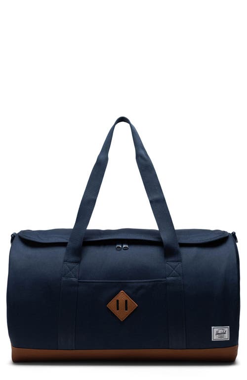 Shop Herschel Supply Co . Heritage Duffle Bag In Navy/saddle Brown