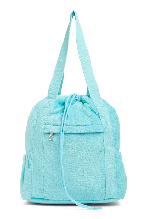 Madden Girl Terrycloth Drawstring Backpack In Light Blue