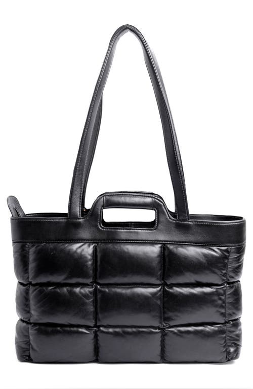 Old Trend Puff Clover Leather Tote Bag In Black