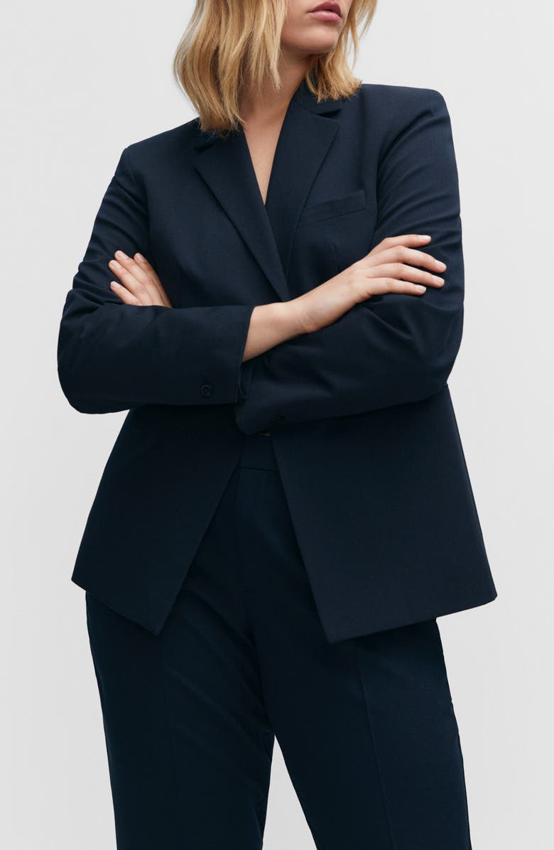 MANGO Fitted Suit Blazer, Alternate, color, Dark Navy