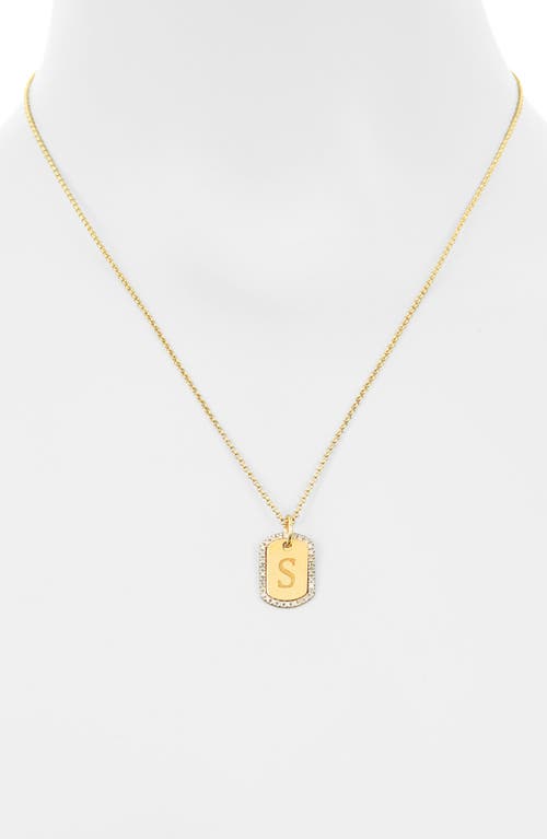 Meshmerise Diamond Initial Dog Tag Pendant Necklace In Yellow-s
