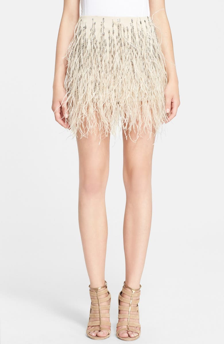 Haute Hippie Embellished Ostrich Feather Miniskirt | Nordstrom