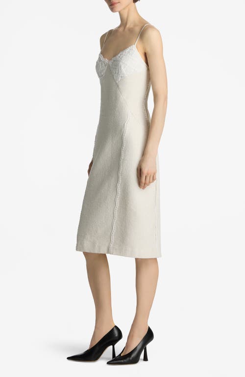 St John Mixed Media Slip Dress In Ecru Lurex Multi