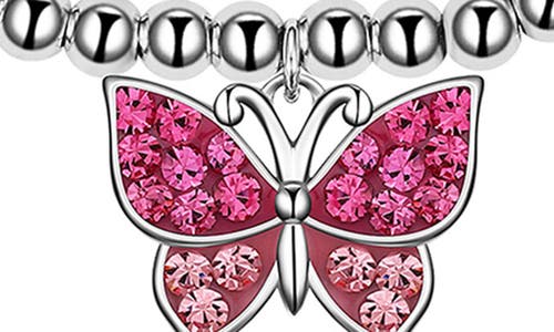 Lily Nily Kids' Crystal Butterfly Charm Stretch Bracelet In Pink