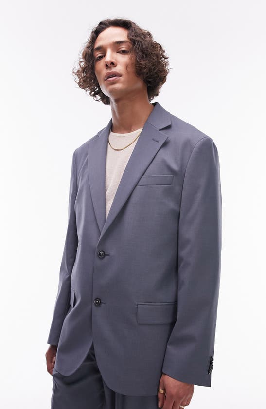 Shop Topman Relaxed Fit Suit Jacket In Mid Blue