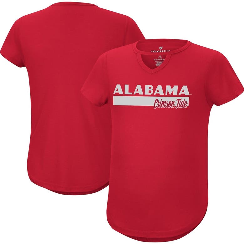 Colosseum Kids' Girls Youth  Crimson Alabama Crimson Tide Dolores Keyhole T-shirt