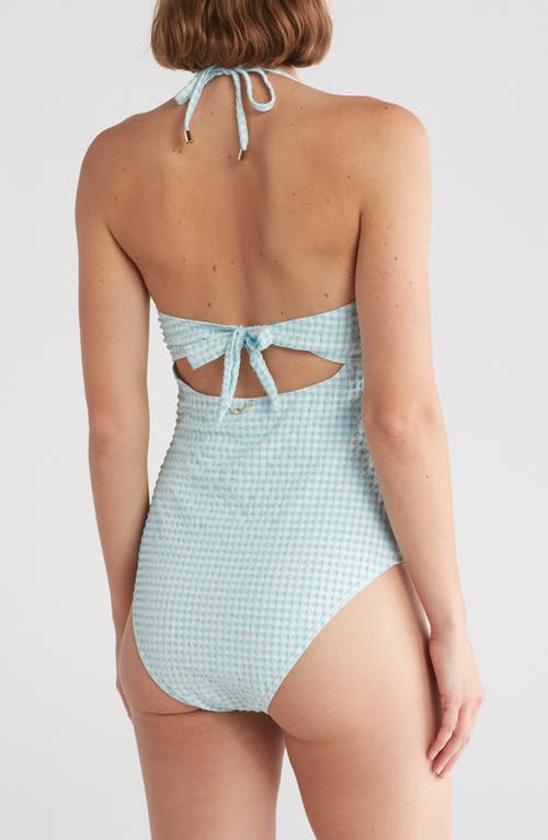 Shop Betsey Johnson Halter One-piece Swimsuit In Saltwater Blue