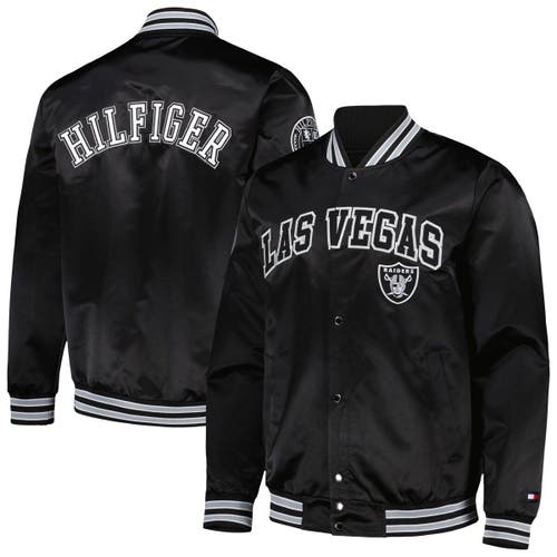 Men's Tommy Hilfiger Black Las Vegas Raiders Elliot Varsity Full-Snap Jacket