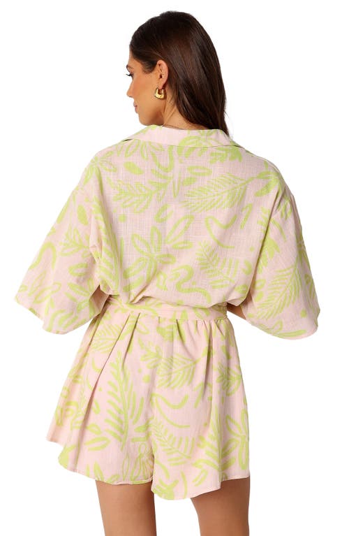 Petal And Pup Petal & Pup Dolce Tie Waist Cotton Romper In Green