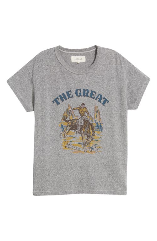 Shop The Great . The Boxy Rodeo Cotton Graphic T-shirt In Heather Grey