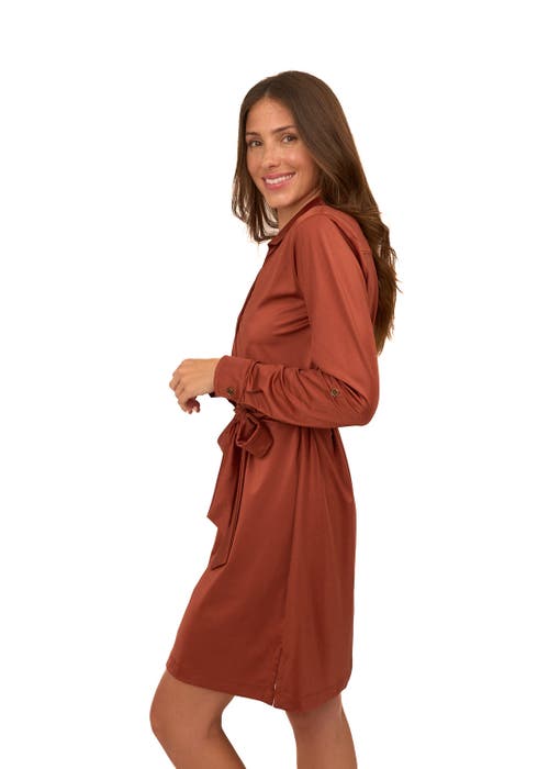 Shop Cabana Life Button Down Shirt Dress In Copper