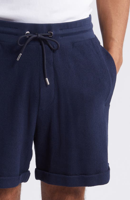 Shop Hugo Boss Boss Lasdun Cotton Gauze Drawstring Shorts In Dark Blue