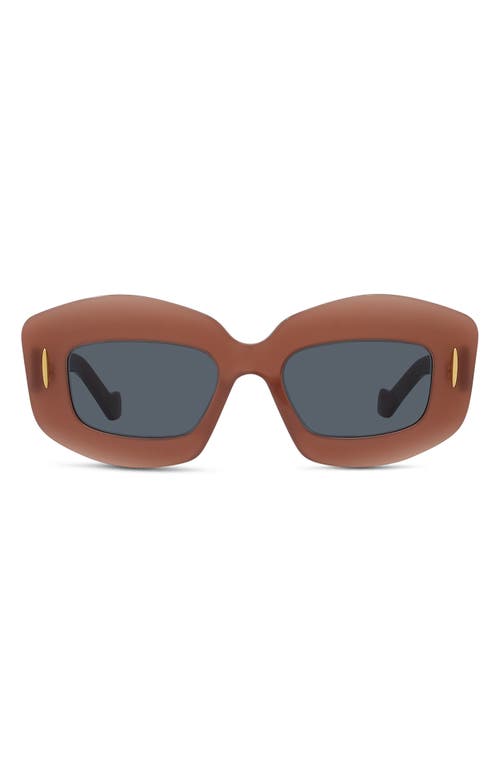 Loewe Silver Screen 49mm Rectangular Sunglasses in Rust at Nordstrom