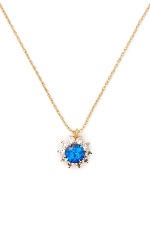 kate spade new york sunny crystal halo pendant necklace in Sapphire