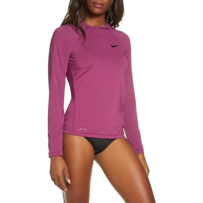 Nike Essential Dri-Fit Long Sleeve Hydroguard Top, Burgundy