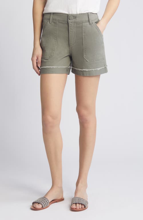 'Ab'Solution Frayed Patch Pocket High Waist Twill Shorts in Laurel Oak