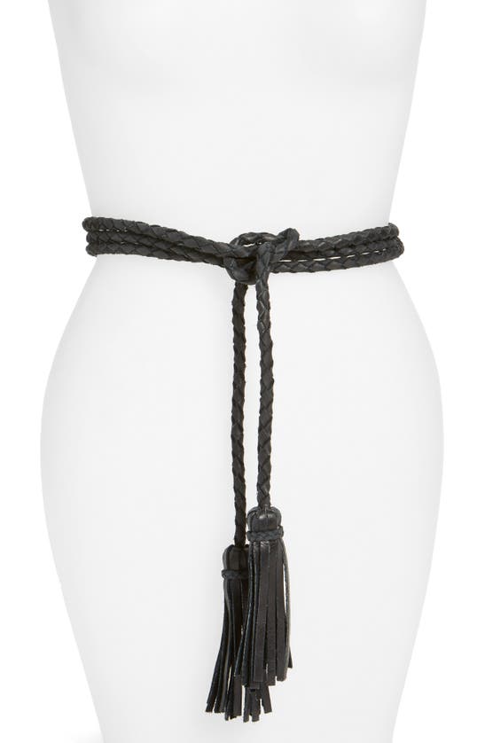 Shop Ada Fringe Soga Leather Belt In Black