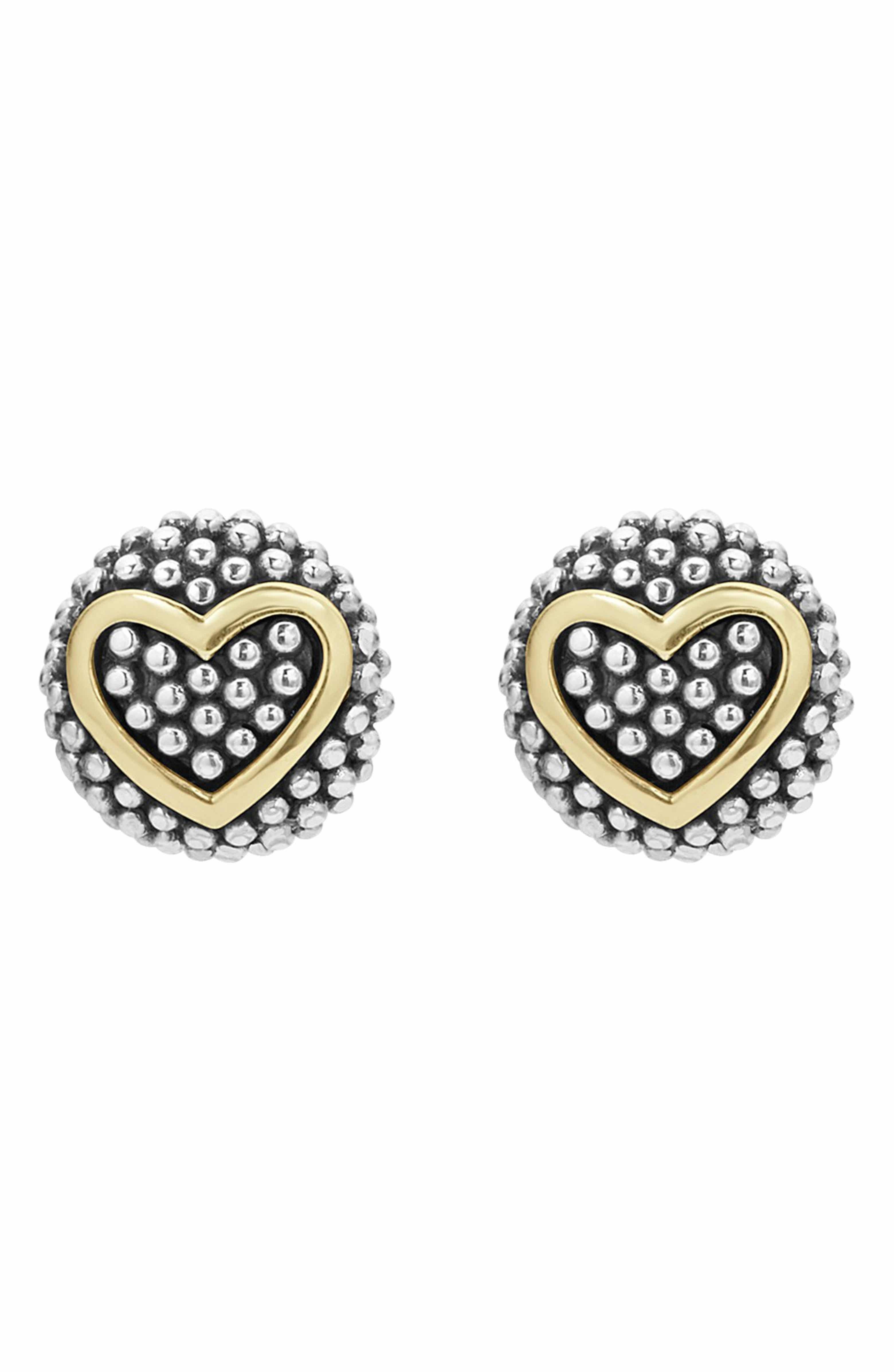 Two tone heart earrings Clearance