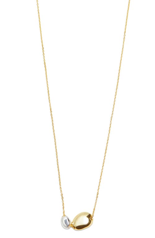 Shop Argento Vivo Sterling Silver Bean Pendant Necklace In Gold/silver