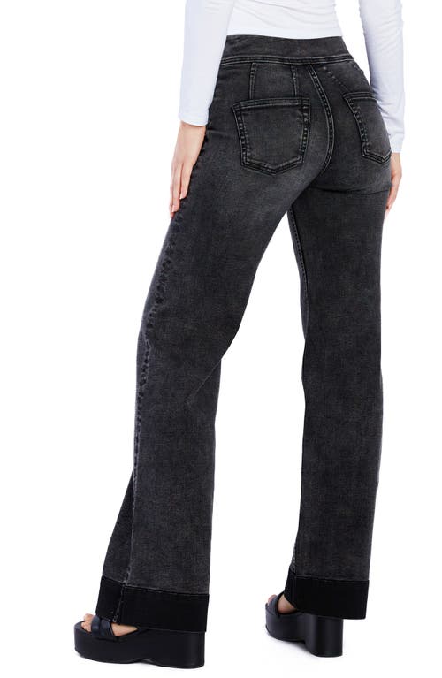 Hint Of Blu Mighty High Waist Wide Leg Jeans In Faded Black