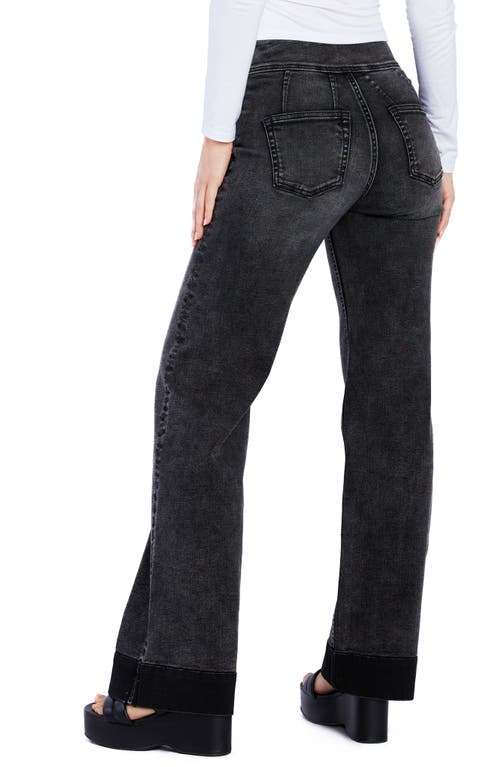 Shop Hint Of Blu Mighty High Waist Wide Leg Jeans In Faded Black