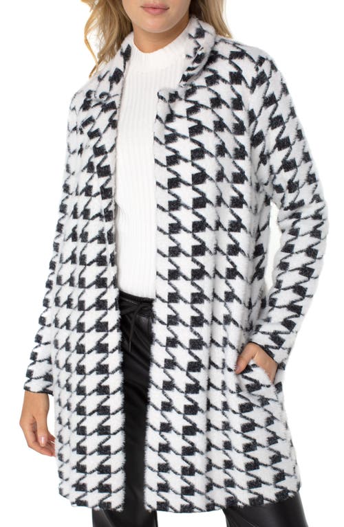 Liverpool Los Angeles Houndstooth Open Front Sweater Coat in B+W Hounds