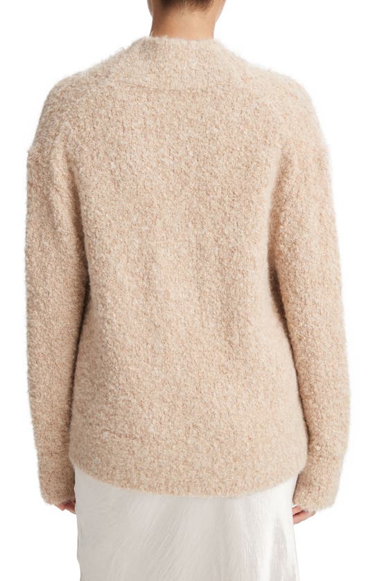 Shop Vince Crimped Shawl Wool Blend Bouclé Sweater In Heather Champagne