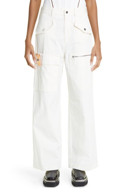 Dion Lee Slouchy Multipocket Wide Leg Twill Pants in Ivory